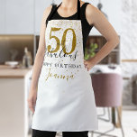 Tablier 50 et fabuleux anniversaire Elegant Gold et Black<br><div class="desc">Cette typographie chic en noir et or,  50 et fabuleux tablier d'anniversaire de confetti étoiles or peut être personnalisée avec vos détails de fête d'anniversaire. Conçu par Thisisnotme©</div>