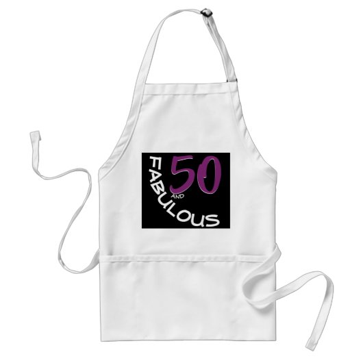 Tablier 50 et fabuleux Anniversaire Purple White Typograph (Devant)