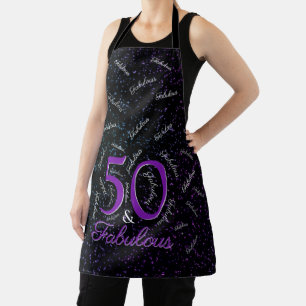 Tablier 50 Et Fabulous Black Purple Élégant Anniversaire