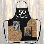 Tablier 50 et Fabulous Gold Parties scintillant 2 Photo 50<br><div class="desc">50 et Fabulous Gold Parties scintillant 2 Photo 50th Birthday Apron. Ajoutez vos photos - vous pouvez utiliser une photo ancienne et nouvelle.</div>