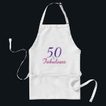 Tablier 50 et Fabulous Purple Rose Bleu fête d'anniversair<br><div class="desc">Es-tu ou quelqu'un que tu connais qui a 50 ans ? Célébrez dans le style avec une touche de plaisir avec ce design élégant et coloré de 50e anniversaire! Design lit 50 et fabuleux en violet, bleu et rose!</div>
