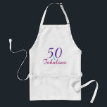 Tablier 50 et Fabulous Purple Rose Bleu fête d'anniversair<br><div class="desc">Es-tu ou quelqu'un que tu connais qui a 50 ans ? Célébrez dans le style avec une touche de plaisir avec ce design élégant et coloré de 50e anniversaire! Design lit 50 et fabuleux en violet, bleu et rose!</div>