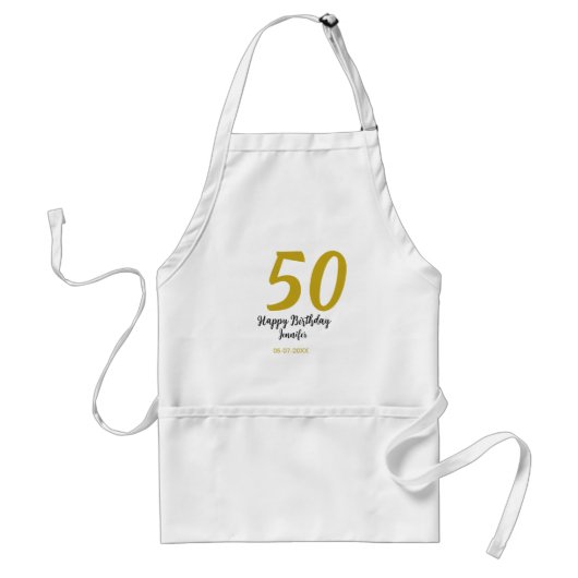 Tablier 50e anniversaire ajouter nom date année noire modè (Devant)