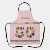 Tablier 50e anniversaire de fête Photo Collage Dusty Blush (Recto)