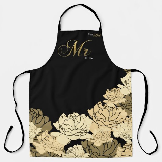 Tablier 50e anniversaire or et jaune (Recto)