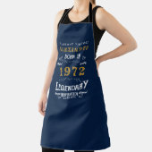 Tablier 50th Birthday 1972 Ajouter Nom Blue Gold Legendary (Insitu)