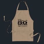 Tablier 50th Birthday apron | Customizable for any age<br><div class="desc">50th Birthday BBQ apron | Customizable for any age. Cheers to 50 years. Aged to perfection. Present for fifty year old men; dad,  husband,  uncle,  grandpa,  brother etc. Personalizable age number,  slogan and color. Cute birthday party gift idea</div>