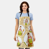 Tablier 5 photo Collage Grille pour cuisine Chef Beige (Porté)