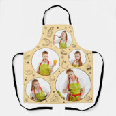 Tablier 5 photo Collage Grille pour cuisine Chef Beige (Recto)