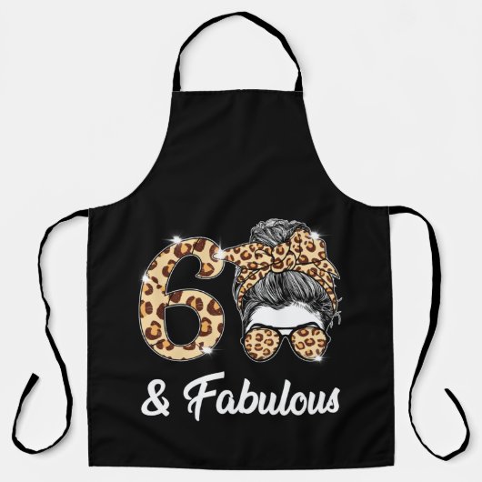 Tablier 60 ans Fabuleux Messy Bun Leopard 60e naissance (Recto)
