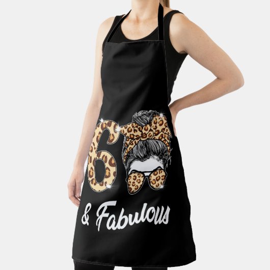 Tablier 60 ans Fabuleux Messy Bun Leopard 60e naissance (Insitu)