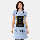 Tablier 60e anniversaire 1962 Nom Elegant Black Gold Blue (Porté)