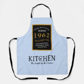 Tablier 60e anniversaire 1962 Nom Elegant Black Gold Blue (Recto)