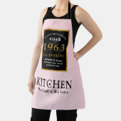 Tablier 60e anniversaire 1963 Nom Elégant Black Gold Rose (Insitu)