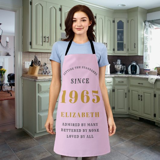Tablier 60e anniversaire Né en 1965 Dame rose Grey