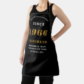 Tablier 60e anniversaire personnalisé 1966 noir et or (Insitu)