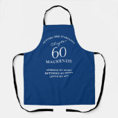 Tablier 60th Birthday Ajouter le nom Elegant Blue and Whit (Recto)