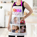 Tablier 6 Photo Collage We Love You Nana Colorful Rainbow<br><div class="desc">"Nous t'aimons Nana et ta cuisine." Elle aime chaque minute avec ses petits-enfants. Ajoutez un éclat supplémentaire à ses aventures culinaires chaque fois qu'elle porte ce tablier élégant, sophistiqué, simple et moderne. Un visuel ludique, fantaisiste et élégant de la typographie audacieuse colorée à l'arc-en-ciel et de la typographie manuscrite noire...</div>