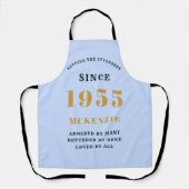 Tablier 70e anniversaire 1955 Nom Chic Elegant Blue (Recto)