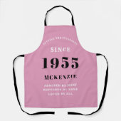 Tablier 70e anniversaire 1955 Nom Chic Elegant Rose (Recto)