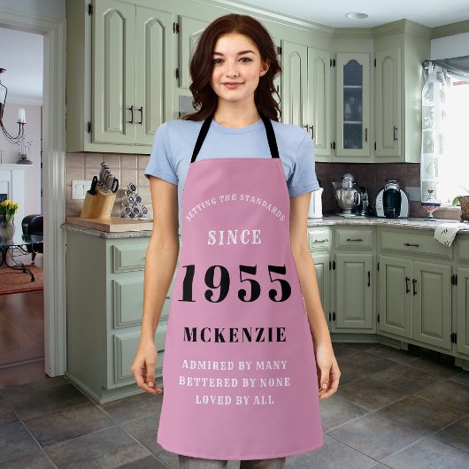 Tablier 70e anniversaire 1955 Nom Chic Elegant Rose