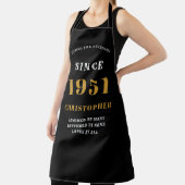 Tablier 70e anniversaire de naissance 1951 Black Gold Man' (Insitu)