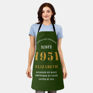 Tablier 70e anniversaire Né en 1951 Dame d'or verte