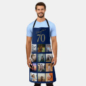 Tablier 70e anniversaire Photo Collage Blue Gold (Porté)