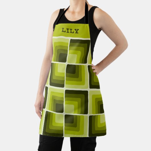 Tablier 70s Rainbow Squares Monochrome Green (Insitu)