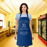 Tablier 70th Birthday Add Name Elegant Blue and White<br><div class="desc">Celebrate a special 70th birthday in style with this custom print apron! This elegant apron features a blue and white personalized design with the name of the birthday guy or gal and your personal message. Perfect for the backyard chef in your life, this apron will make them feel extra special...</div>