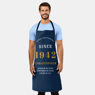 Tablier 80e anniversaire Né 1942 Blue Gold Man's