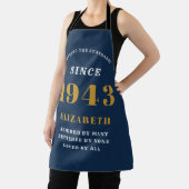 Tablier 80e anniversaire Né 1943 Bleu Gold Lady's Apron (Insitu)