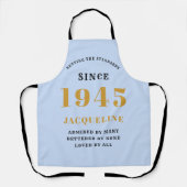 Tablier 80e anniversaire Né 1945 Bleu Et Or (Recto)