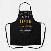 Tablier 80e anniversaire personnalisé 1946 Noir & Or (Recto)