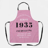 Tablier 90e anniversaire 1935 Dame noire rose (Recto)