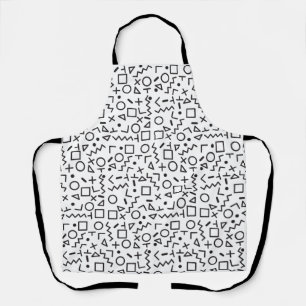 Tablier 90's Noir & Blanc Retro Shapes Motif
