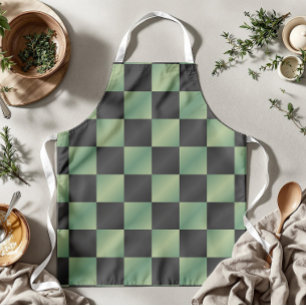 Tablier À damiers moderne vert olive noir dégradé