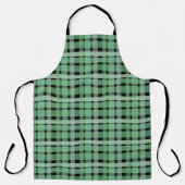 Tablier à damiers Plaid Tartan Vert Grandes Sur Noir (Recto)