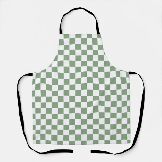 Tablier à damiers Sage vert et blanc (Recto)
