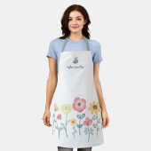 Tablier à fleurs sauvages aquarelles avec monogram (Porté)