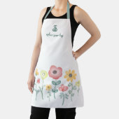 Tablier à fleurs sauvages aquarelles avec monogram (Insitu)