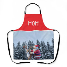 Tablier à impression générale Santa et Rudolf Mom