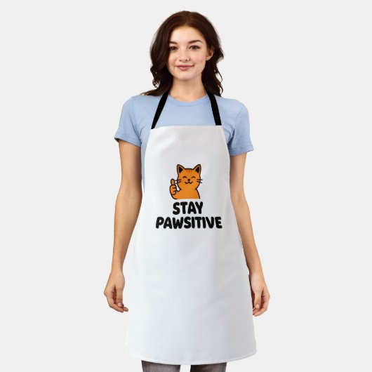 Tablier à impression intégrale avec un chat mignon (Porté)