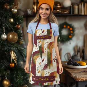 Tablier à motif d'arche d'automne moderne avec nom