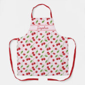 Tablier à motif de cerises avec nom rose pâle (Recto)