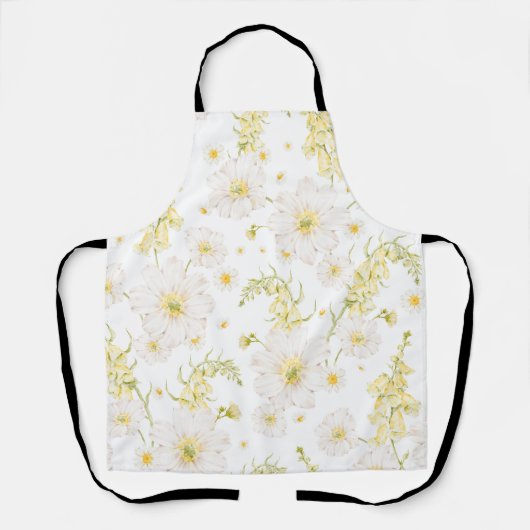 Tablier à motif de fleurs blanches aquarelle (Recto)