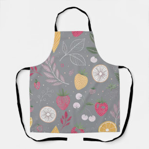 Tablier à motif de fruits gris