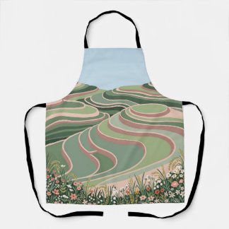 Tablier à motif de rizières Blush & Sage – Cuisine