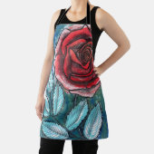 Tablier à motif de rose rouge expressionniste fant (Insitu)
