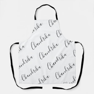 Tablier à motif noir et blanc de script moderne éd
